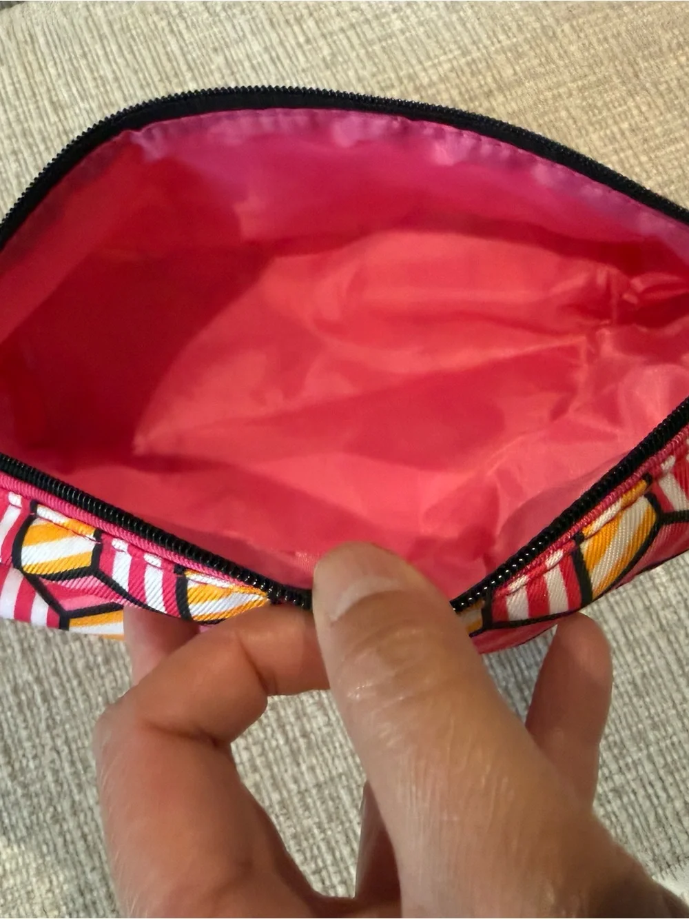 Clinique Pink and Yellow Geometric Cosmetic Pouch